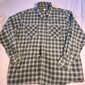 Vtg Haband XL Flannel Shirt Green Plaid Snap Button Long Sleeve Lumberjack Cabin